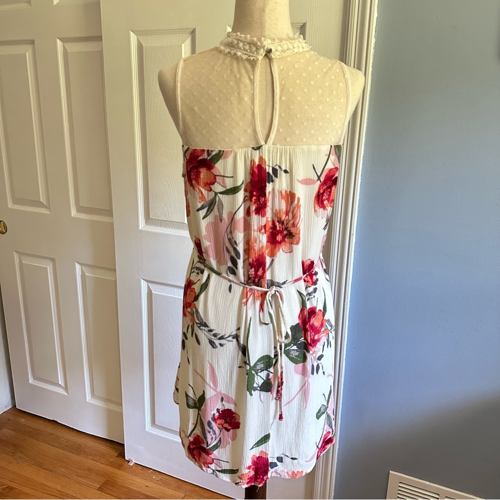 Blu Pepper Women’s Dress Large Cream Floral Rayon Lace Trim - Picture 3 of 9